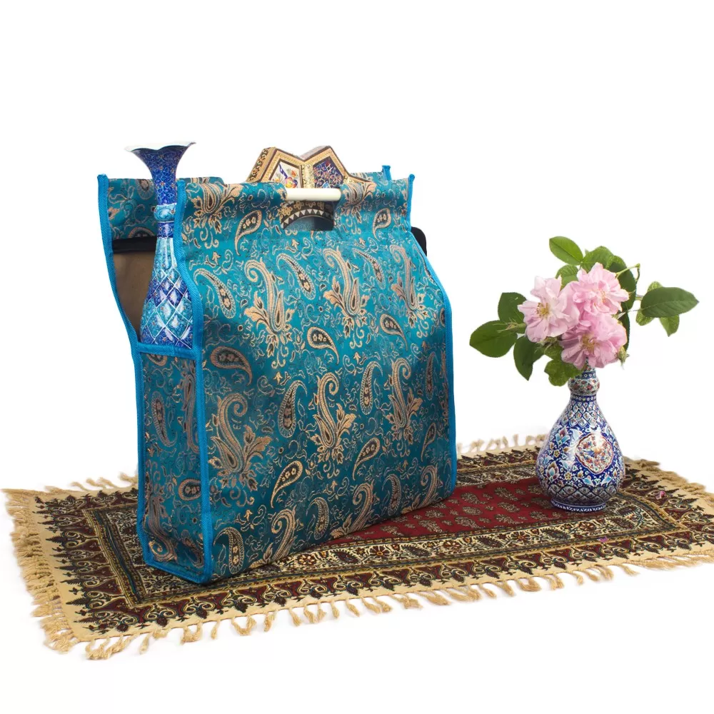 ساک هدیه تبلیغاتی ترمه زیپ دار دسته چوبی 40 سانتیمتری