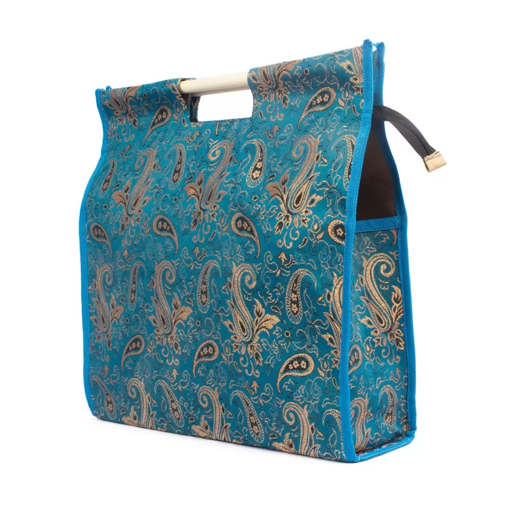 ساک هدیه تبلیغاتی ترمه زیپ دار دسته چوبی 40 سانتیمتری