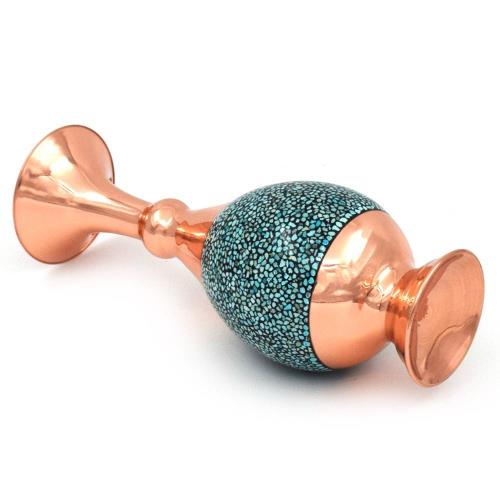 ست دوتایی گلدان فیروزه کوبی 16 سانتیمتری با جعبه مخمل