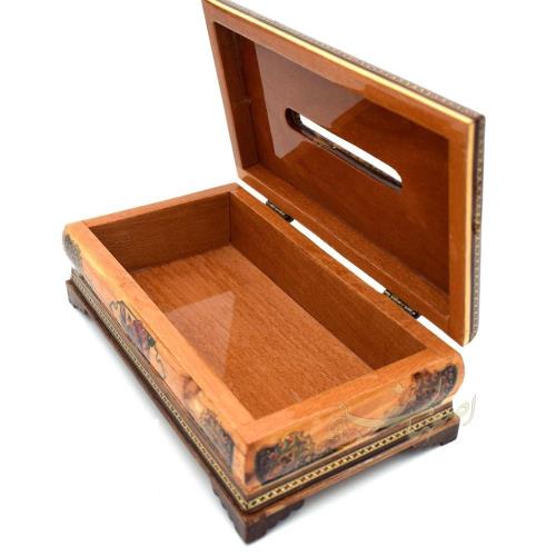 جعبه دستمال کاغذی خاتم کاری نقاشی